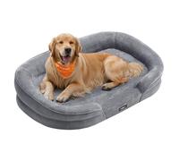 Feandrea Cama para Perros Grandes, 106 x 76 x 18 cm, Ortopédica, Espuma de Nido de Abeja, Forro Repelente al Agua, Bordes Elevados, Funda Extraíble y Lavable, Gris Claro PGW283G01