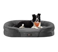 Feandrea Cama para Perros Grandes, 91 x 68 x 18 cm, Ortopédica, Espuma de Nido de Abeja, Forro Repelente al Agua, Bordes Elevados, Funda Extraíble y Lavable, Gris Pizarra PGW282GN01
