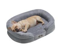 Feandrea Cama para Perros Medianos, 76 x 51 x 18 cm, Ortopédica, Espuma de Nido de Abeja, Forro Repelente al Agua, Bordes Elevados, Funda Extraíble y Lavable, Gris Claro PGW281G01