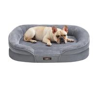 Feandrea Cama para Perros Medianos, 76 x 51 x 18 cm, Ortopédica, Espuma de Nido de Abeja, Forro Repelente al Agua, Bordes Elevados, Funda Extraíble y Lavable, Gris Claro PGW281G01