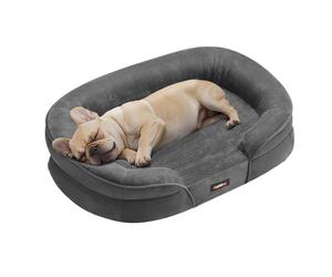 Feandrea Cama para Perros Medianos, 76 x 51 x 18 cm, Ortopédica, Espuma de Nido de Abeja, Forro Repelente al Agua, Bordes Elevados, Funda Extraíble y Lavable, Gris Pizarra PGW281GN01