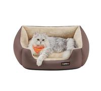 Feandrea Cama para Perros, Sofá Cama para Mascotas, Alfombra Extraíble y Reversible, Bordes Elevados, Base Antideslizante, Talla S, 60 x 50 x 20 cm, Marrón Café y Beige Arena PGW001Z