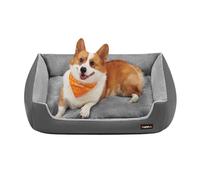 Feandrea Cama para Perros, Sofá Cama para Mascotas, Alfombra Extraíble y Reversible, Bordes Elevados, Base Antideslizante, Talla L, 85 x 65 x 21 cm, Gris Pizarra y Gris Paloma PGW004G02