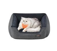 Feandrea Cama para Perros, Sofá de Lino para Mascotas, Bordes Elevados, Fondo Antideslizante, Funda Extraíble para Lavado, S para Cachorros y Gatitos hasta 5 kg, 60 x 50 x 21 cm, Gris Oscuro PGW009G01