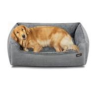 Feandrea Cama para Perros, Sofá de Lino para Mascotas, Bordes Elevados, Fondo Antideslizante, Funda Extraíble para Lavado, XL para Perros Grandes, 100 x 75 x 25 cm, Gris Paloma PGW014GD01