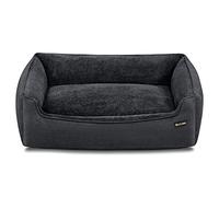 Feandrea Cama para Perros, Sofá de Lino para Mascotas, Bordes Elevados, Fondo Antideslizante, Funda Extraíble para Lavado, Tamaño XL para Perros Grandes, 110 x 75 x 27 cm, Gris Oscuro PGW012G01