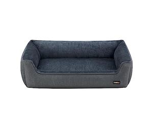 Feandrea Cama para Perros, Sofá de Lino para Mascotas, Bordes Elevados, Fondo Antideslizante, Funda Extraíble para Lavado, Tamaño XXL para Perro Extra Grande, 120 x 90 x 30 cm, Gris Oscuro PGW013G01