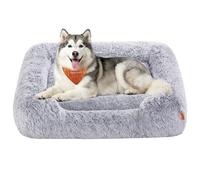 Feandrea Cama para Perros, Sofá para Perros Extra Grandes, 120 x 85 x 23 cm, Cojín para Mascotas, Relleno Suave, Bordes Elevados, Funda Extraíble y Lavable, Antideslizante, Gris Ombré PGW274GA01