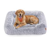 Feandrea Cama para Perros, Sofá para Perros Grandes, 106 x 75 x 20 cm, Cojín para Mascotas, Relleno Suave, Bordes Elevados, Funda Extraíble y Lavable, Antideslizante, Gris Ombré PGW273G01