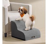 Feandrea Escalera para Perros de 2 Peldaños, Terciopelo Acanalado, para Cama, Sofá, Impermeable con Diseño Antideslizante, Pendiente Suave, Cubierta Lavable Extraíble, Asa, Gris Pizarra PPS002GN01