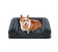 Feandrea FluffyHug Cama para perros, Cojín para perros tamaño L, Alfombra para perros de tamaño mediano, Sofá para perros con espuma de poliestireno, Funda extraíble y lavable, 91 x 68 x 19 cm, gris