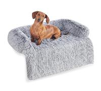 Feandrea FluffyHug Cama para Perros, Tela de Felpa, Alfombrilla, Funda Protectora para Sofá, Talla L, para Perros Medianos, 95 x 85 x 16 cm, Gris Ombré PGW222G01