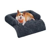 Feandrea FluffyHug Cama para Perros, Tela de Felpa, Alfombrilla, Funda Protectora para Sofá, Talla L, para Perros Medianos, 95 x 85 x 16 cm, Gris Oscuro PGW222G02