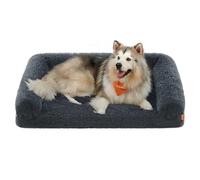 Feandrea FluffyHug Cama para Perros, XXL Sofá para Perros Grandes, Cama para Mascotas de Espuma con Funda Lavable Extraíble, 122 x 85 x 24 cm, Gris Oscuro PGW234G02