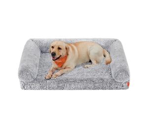Feandrea FluffyHug Cama para Perros, XXL Sofá para Perros Grandes, Cama para Mascotas de Espuma con Funda Lavable Extraíble, 122 x 85 x 24 cm, Gris Ombré PGW234G01