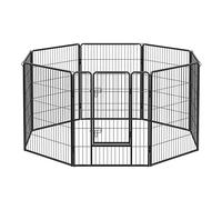 Feandrea Jaula de Perros, Parque de 8 Paneles de 77 x 100 cm, Negro PPK81H