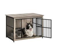 Feandrea Jaula Móvil para Perros, Jaula Moderna de Interior con Base Cerrada, 2 Puertas, L, para Perros hasta 32 kg, Husky, Border Collie, Shiba Inu, American Bully, Greige Mélange PFC023G01