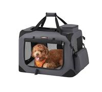 Feandrea Jaula para perro, transportador plegable para mascotas, M, jaula portátil suave para perros, tela Oxford, malla, marco de metal, con asa, bolsillos de almacenamiento, 23.6 x 16.5 x 16.5