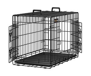 Feandrea Jaula para Perros, con 2 Puertas, 77 x 48 x 56 cm | Jaula Perro Mediano, 77 cm, Bandeja Extraíble, Negro Tinta, Colección DACK PPD30H