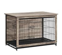 Feandrea Jaula para Perros, Mesa Auxiliar, Moderna Jaula para Perros hasta 32 kg, Jaula para Cachorros, Bandeja Extraíble, Casa para Mascotas, 2 Puertas, Greige PFC003G01
