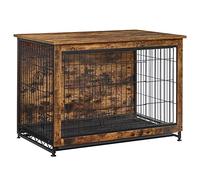 Feandrea Jaula para Perros, Mesa Móvible, hasta 32 kg, 2 Puertas | Casa para Mascotas, Bandeja Extraíble, Marrón Rústico, Colección DEGWOOD PFC003X01