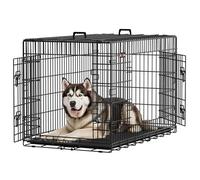 Feandrea Jaula para Perros Plegable con 2 Puertas, Bandeja Extraíble, 122 x 74,5 x 80,5 cm, XXL, Negro PPD48H