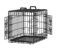 Feandrea Jaula para Perros Plegable con 2 Puertas, Bandeja Extraíble, 61 x 43,5 x 50,5 cm, S, Negro PPD024B01