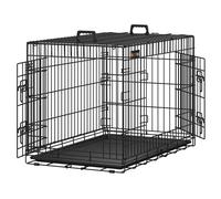Feandrea Jaula para Perros Plegable con 2 Puertas, Bandeja Extraíble, 92,5 x 57,5 x 64 cm/107 x 70 x 77,5 cm/122 x 74,5 x 80,5 cm,/ 136 x 79 x 87 cm, L/XL/XXL/XXXL,, Negro