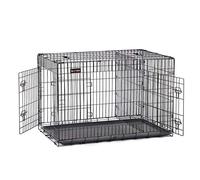 Feandrea Jaula para Perros Plegable con 2 Puertas, Separador, Bandeja Extraíble, 107 x 70 x 77,5 cm, XL, Negro PPD42BK