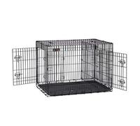 Feandrea Jaula para Perros Plegable con 2 Puertas, Separador, Bandeja Extraíble, 92,5 x 57,5 x 64 cm, L, Negro PPD36BK