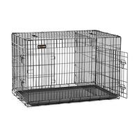Feandrea Jaula para Perros Plegable con 2 Puertas, Separador, Bandeja Extraíble, 92,5 x 57,5 x 64 cm, L, Negro PPD36BK