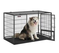 Feandrea Jaula Pesada para Perros, Jaula de Mascotas, 139 x 79 x 87 cm cm, para Perros Grandes, Antiescape, Doble Puerta Extraíble, Parque, XXXL, Negro PPD004B01