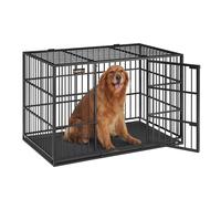 Feandrea Jaula Pesada para Perros, Jaula para Mascotas, 122 x 75 x 80 cm para Perros Medianos y Grandes, con Bandeja Extraíble, Doble Puerta, Fácil de Limpiar, Negro Tinta PPD006B01
