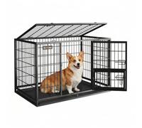 Feandrea Jaula resistente para perros, 36.4 x 22.6 x 25.2 pulgadas, para perros pequeños y medianos, antiescape, doble puerta extraíble, fácil limpieza, jaula para mascotas, L, negro UPPD002B01