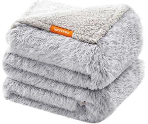 Feandrea Manta impermeable para perro, manta larga de felpa para perros extragrandes, humanos, gatos, 229 x 203 cm, XXXL, forro polar sherpa, protector reversible de doble cara, color gris degradado