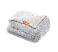 Feandrea Manta Repelente al Agua para Perros, Manta Larga de Felpa para Perros Pequeños y Medianos, Gatos, 127 x 102 cm, L, Felpa Sherpa, Reversible, Protección de Sofá, Gris Ombré PPB005G01