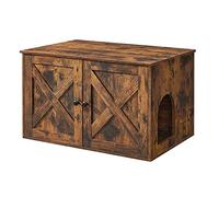 Feandrea Mueble Arenero para Gatos, Caja de Arena Oculta con Separador Extraíble, Mesa Auxiliar, Casa de Interior para Gatos, 80 x 53 x 50 cm, Marrón Rústico PCL002X01