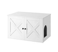 Feandrea Mueble Arenero para Gatos, Caja de Arena Oculta, Mesa Auxiliar | Casa de Interior para Gatos, con Separador Extraíble, 80 x 53 x 50 cm, Blanco Nube y Negro Tinta, HAINS PCL002W01