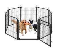 Feandrea Parque para Perros, Valla de Acero para Mascotas, Corralito Plegable con Puerta, 170 x 170 x 80 cm, Negro Ahumado, Uso en Interiores y Exteriores, Colección Dack PPK028B102