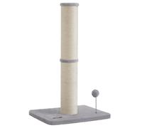 Feandrea Poste Rascador para Gatos, 85 cm de Alto, Gatos Medianos y Grandes, Poste Rascador de Sisal, Pompón de Muelle con Campana, Gris Paloma