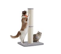 Feandrea Poste Rascador para Gatos, 85 cm de Alto, Gatos Medianos y Grandes, Poste Rascador de Sisal, Pompón de Muelle con Campana, Gris Paloma PCA041G01