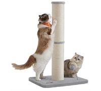 Feandrea Poste rascador para gatos, 85 cm de alto, rascador de sisal L para gatitos y gatos adultos normales, poste rascador de sisal de 7 cm de grosor, pompón de resorte con campana integrada, gris