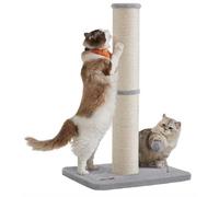Feandrea Rascador de 85 cm de alto, columna rascadora, tronco rascador para gatitos y gatos adultos normales, tronco de sisal, con bola de peluche y campana, color gris paloma PCA040G01