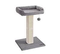 FEANDREA Rascador para Gatos, Poste de Rascado con Plataforma de Tela de Felpa de 40 x 30 cm, Árbol para Gatos, Altura de 68 cm, Poste de Sisal, con Pompón, Gris Claro PCA022W01