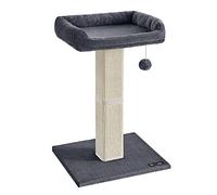 FEANDREA Rascador para Gatos, Poste de Rascado con Plataforma de Tela de Felpa de 40 x 30 cm, Árbol para Gatos, Altura de 68 cm, Poste de Sisal, con Pompón, Gris Oscuro PCA022G01