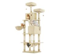 Feandrea Rascador para Gatos XL, 206 cm de Altura, Multinivel | Árbol, 13 Postes, 2 Plataformas, 2 Cuevas, Cesta, Hamaca, 2 Pompones, Beige Arena, Colección CLAWFY PCT190M01