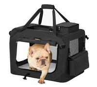Feandrea Transportador plegable para mascotas, M, caja portátil suave para perros, tela Oxford, malla, marco de metal, con asa, bolsillos de almacenamiento, 23.6 x 16.5 x 16.5 pulgadas, negro UPDC60H