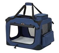 Feandrea Transportín para Gatos y Perros, Plegable, 60 x 42 x 42 cm | Portátil, Tamaño M, Tela Oxford, Malla Transpirable, Marco Metálico, con Asas y Bolsillos, Azul y Negro, Colección BAX PDC60Z
