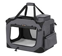 Feandrea Transportín para Gatos y Perros, Plegable, 60 x 42 x 42 cm | Transportín Portátil, Tamaño M, Tela Oxford, Malla Transpirable, Marco Metálico, con Asas y Bolsillos, Colección BAX PDC60GY