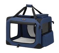 Feandrea Transportín para Gatos y Perros, Plegable, 70 x 52 x 52 cm | Tamaño L, Tela Oxford, Malla Transpirable, Portátil, Marco Metálico, con Asas y Bolsillos, Azul Oscuro, Colección BAX PDC70Z